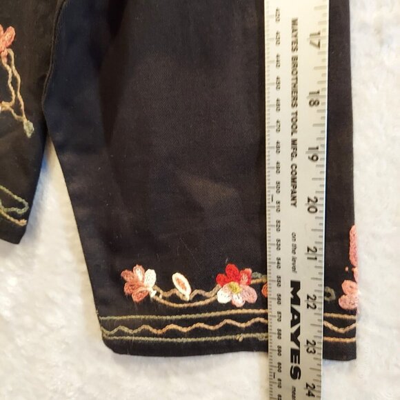 New Identity Jacket Womens M Black Floral Embroidery Artsy Art T Wear Boho retro - Picture 2 of 10